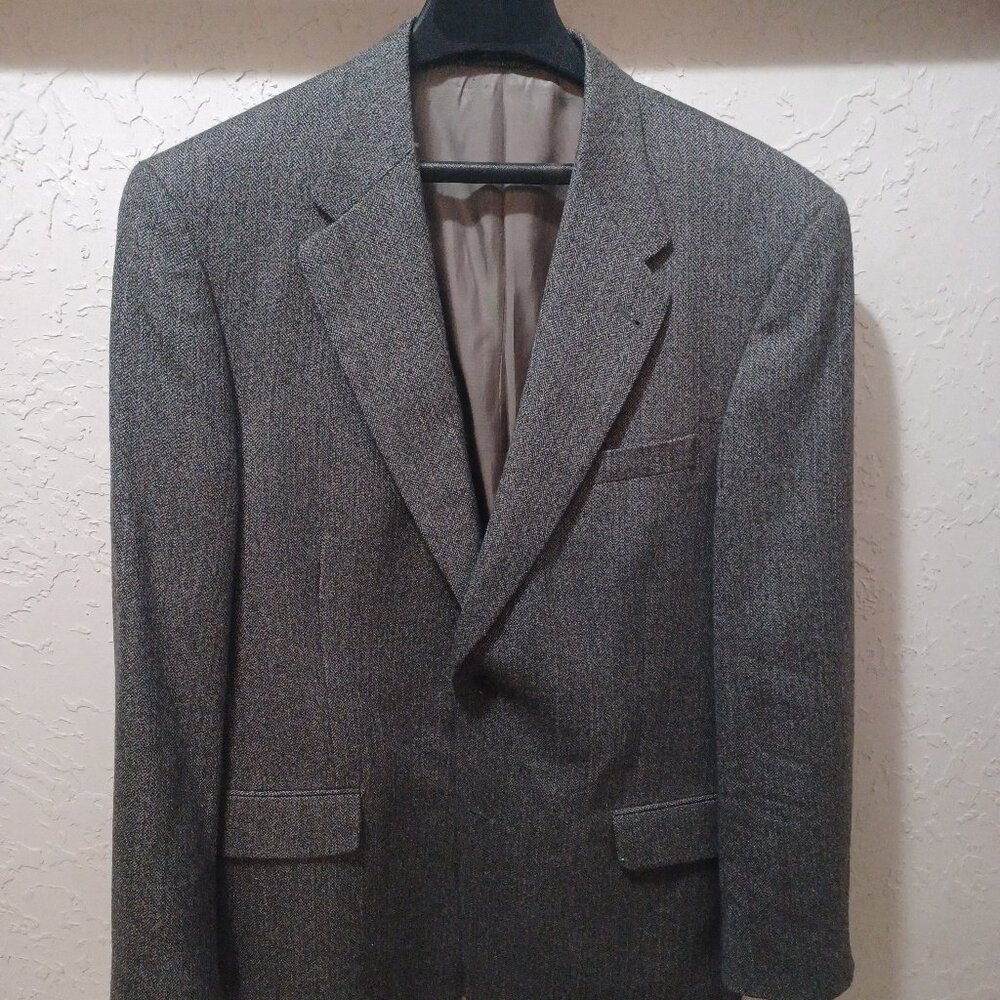 Murano Mens Sport Coat 42R Gray Herringbone Lambswool Blazer Jacket Dillard’s